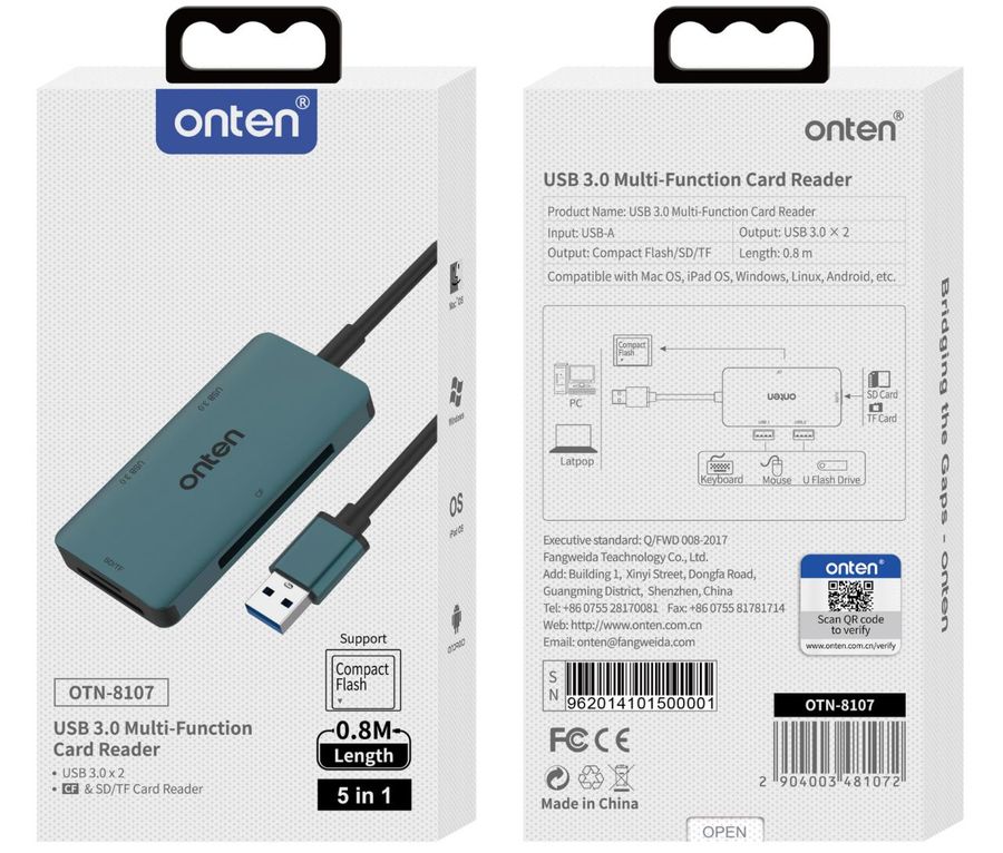 ONTEN OTN-8107 5-in-1 Multi-Function Card Reader
