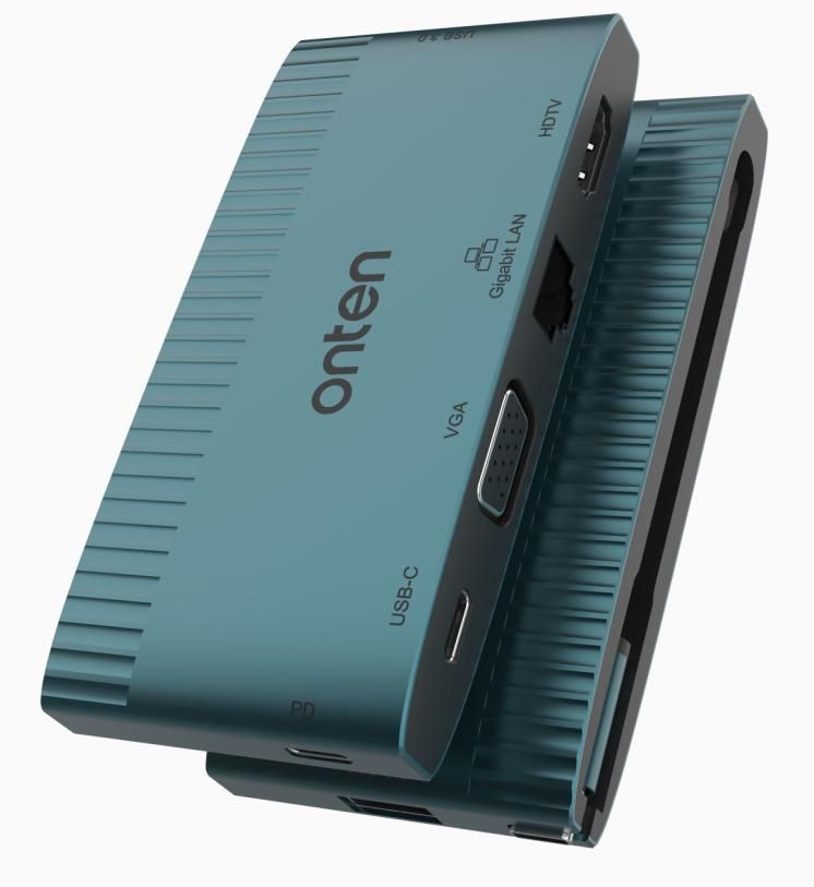 ONTEN OTN-9503S 6-in-1 USB-C Multi-function docking station HDMI+VGA+RJ45(Gigabit)+ USB-C(Data)+USB-C(PD 3.0)+USB 3.0