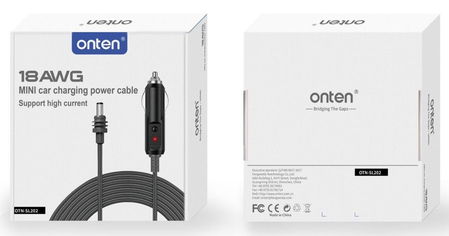 ONTEN OTN-SL202 car charger power cable cable 18AWG grey