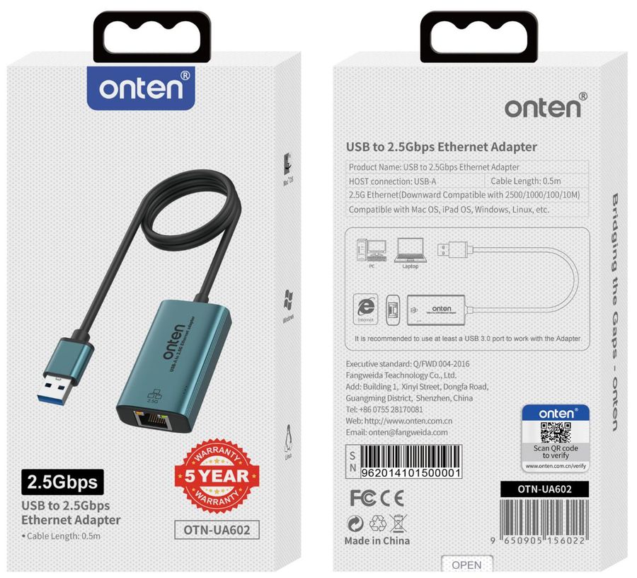 ONTEN OTN-UA602 )/USB to 2.5G Ethernet adapter