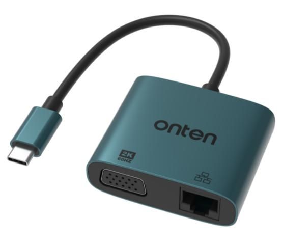 ONTEN OTN-UC289 2-in-1 USB-C to VGA Adapter with RJ45(100M) USB-C