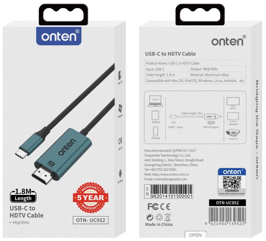 ONTEN OTN-UC952 USB-C to HDMI Cable USB-C