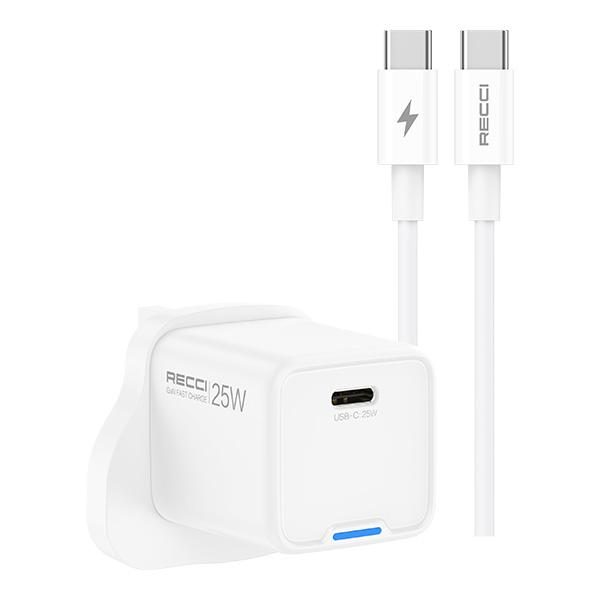 RECCI RC106U 25W GAN fast charger set UK PLUG